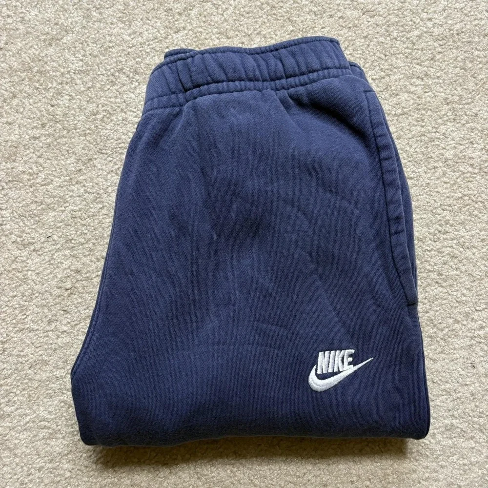 Nike Sweatpants Mens Small Blue Fleece Jogger Pants Pockets Lounge Athletic